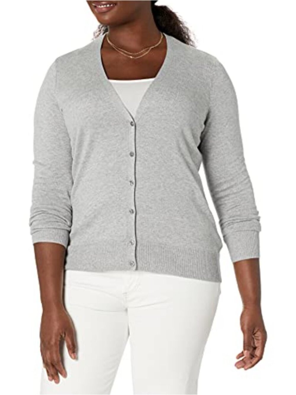 Lightweight V-Neck Button Cardigan Long Sleeve Year-Round Essential